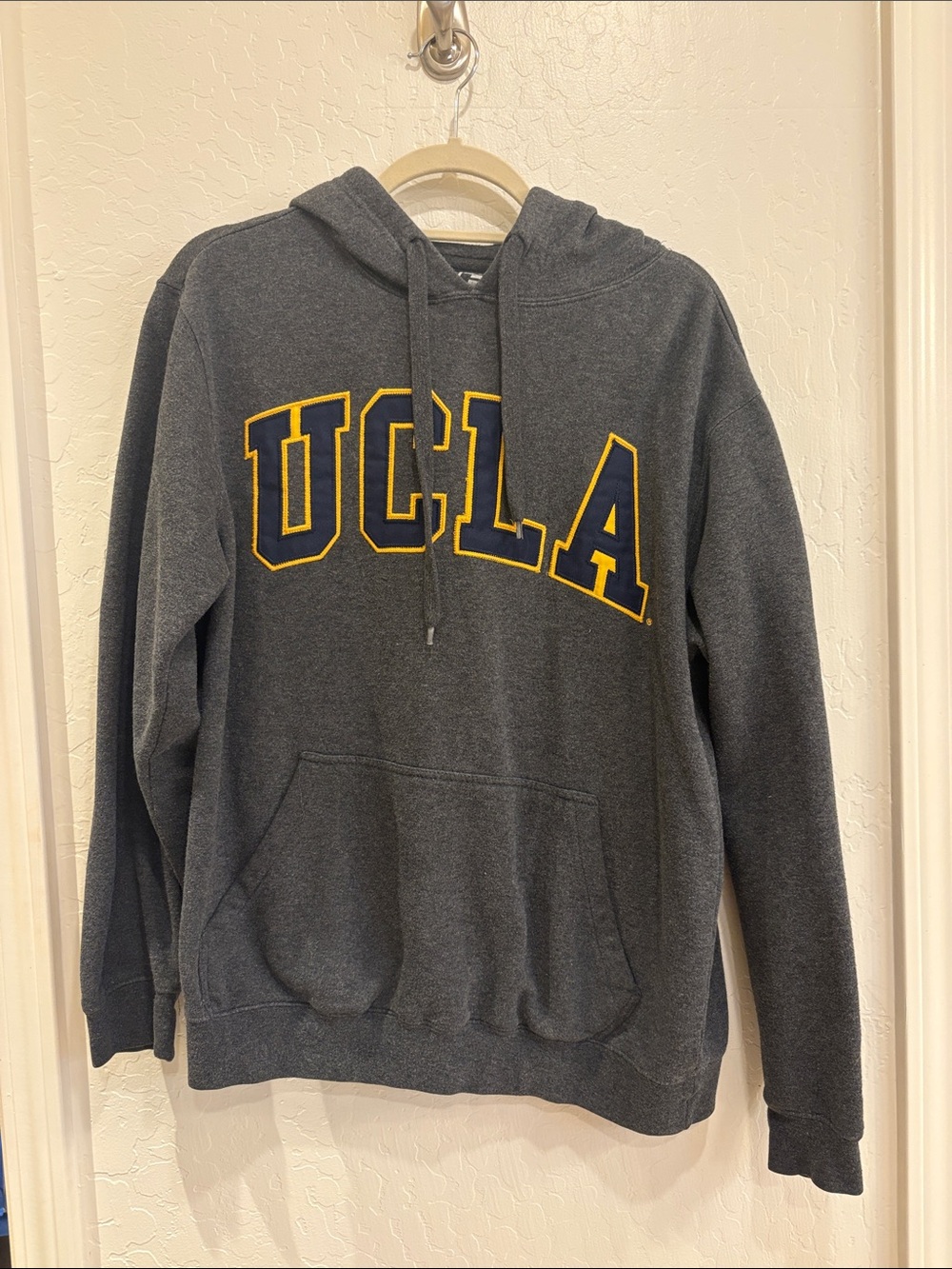 UCLA Men's Charcoal Gray Hooded Sweatshirt with Yellow Lettering